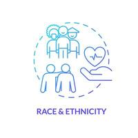 Race and ethnicity blue gradient concept icon. Patients equity for medical service. Healthcare system. Social determinant of health abstract idea thin line illustration. Isolated outline drawing vector