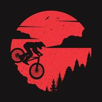 montaña bicicleta silueta adecuado para camiseta diseño vector