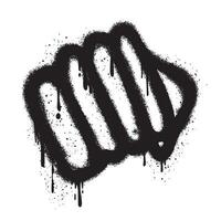 Spray Painted Graffiti fist hand icon Sprayed. graffiti fist power symbol with over spray in black over white. vector