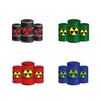 four barrels with radioactive symbols on them vector