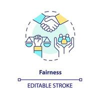 Fairness concept icon. Equality for everybody. Law and justice idea abstract idea thin line illustration. Isolated outline drawing. Editable stroke vector