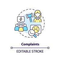 Complaints concept icon. Unsatisfied customers. Law and legal issue abstract idea thin line illustration. Isolated outline drawing. Editable stroke vector