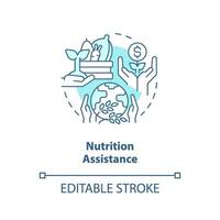 Nutrition assistance turquoise concept icon. Food insecurity. Agricultural subsidy abstract idea thin line illustration. Isolated outline drawing. Editable stroke vector