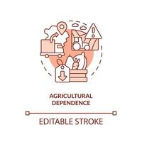 Agricultural dependence terracotta concept icon. Disadvantage of farming policy abstract idea thin line illustration. Isolated outline drawing. Editable stroke vector