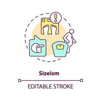 Sizeism concept icon. Comment and criticize human body. Social injustice example abstract idea thin line illustration. Isolated outline drawing. Editable stroke vector