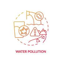 Water pollution red gradient concept icon. Contamination of waterbodies. Hydro source threat abstract idea thin line illustration. Isolated outline drawing vector