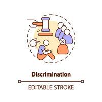 Discrimination concept icon. Social exclusion. Intolerance. Justice issue abstract idea thin line illustration. Isolated outline drawing. Editable stroke vector