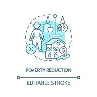 Poverty reduction turquoise concept icon. Agriculture policy concern abstract idea thin line illustration. Isolated outline drawing. Editable stroke vector