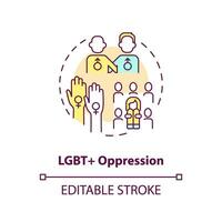 LGBT oppression concept icon. Discrimination of minorities. Social injustice example abstract idea thin line illustration. Isolated outline drawing. Editable stroke vector