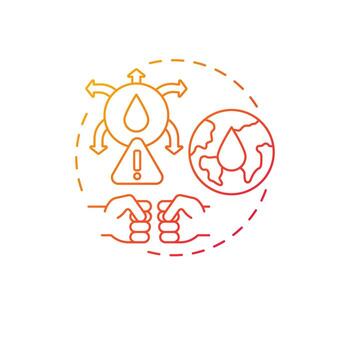 Water conflict red gradient concept icon. Fight for access to clean aqua. Hydro source threat abstract idea thin line illustration. Isolated outline drawing vector