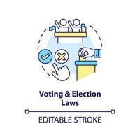 Voting and election laws concept icon. Civil rights. Law and legal issue abstract idea thin line illustration. Isolated outline drawing. Editable stroke vector