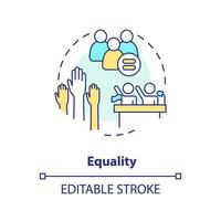 Equality concept icon. Equal rights and opportunities for all. Law and justice idea abstract idea thin line illustration. Isolated outline drawing. Editable stroke vector