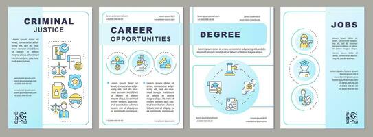 Criminal justice light blue brochure template. Career. Leaflet design with linear icons. Editable 4 vector layouts for presentation, annual reports