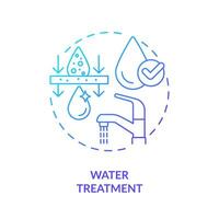 Water treatment blue gradient concept icon. Quality improvement. Liquid sources management abstract idea thin line illustration. Isolated outline drawing vector