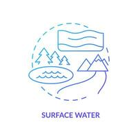 Surface water blue gradient concept icon. River and lakes waterbodies. Fresh water supply source abstract idea thin line illustration. Isolated outline drawing vector