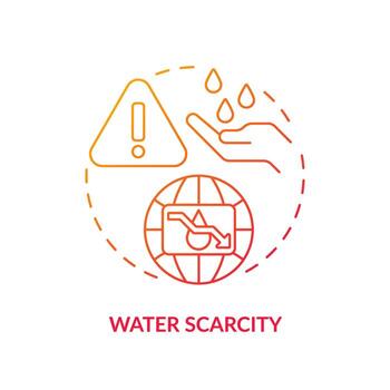 Water scarcity red gradient concept icon. Lack of fresh aqua resources. Hydro source threat abstract idea thin line illustration. Isolated outline drawing vector