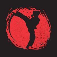 martial arts abstract silhouette design with grunge style brushstrokes vector