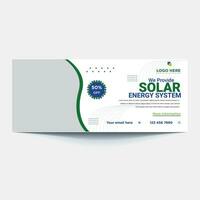 solar energy for smart home web banner design template. space for photo collage. horizontal layout poster leaflet. vector