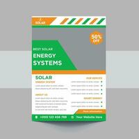 Green energy flyer design. Solar energy leaflet template. Go green save energy poster flyer design vector