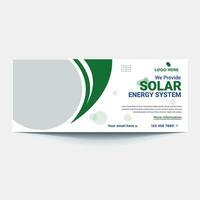 solar energy for smart home web banner design template. space for photo collage. horizontal layout poster leaflet. vector