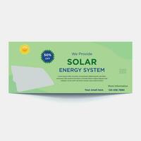 solar energy for smart home web banner design template. space for photo collage. horizontal layout poster leaflet. vector