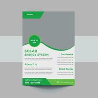 Green energy flyer design. Solar energy leaflet template. Go green save energy poster flyer design vector