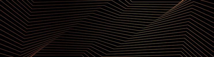 Black abstract background with golden curved lines vector