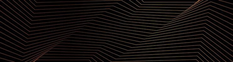 Black abstract background with golden curved lines vector