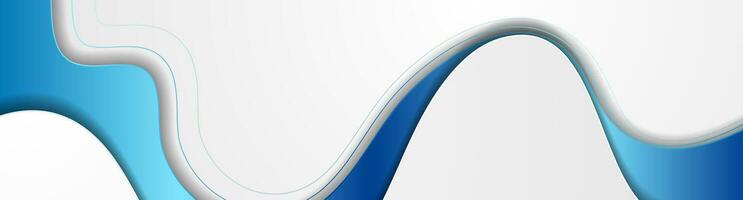 Blue and white abstract waves corporate background vector