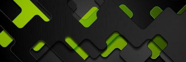 Black and green glossy geometric abstract background vector