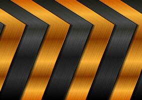 Golden and black glossy textural arrows abstract background vector