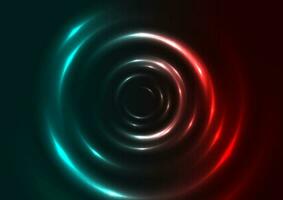 Red and cyan neon glowing smooth circles abstract background vector