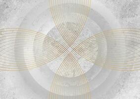 Grey grunge circles with golden linear pattern vector