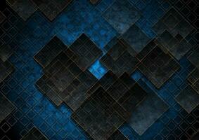 Black and golden grunge squares abstract geometric background vector