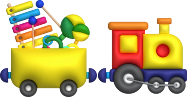 Kinder Spielzeuge Box Baby Zug Container mit Spielzeugladen Rasseln, Xylophon einstellen Illustration png