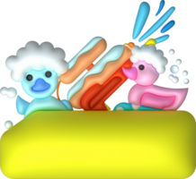 des gamins jouets boîte bébé récipient avec Magasin de jouets caoutchouc canard, l'eau pistolet ensemble illustration png