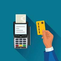 payment terminal and hand vector