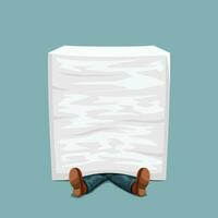 man lying under paper stack vector