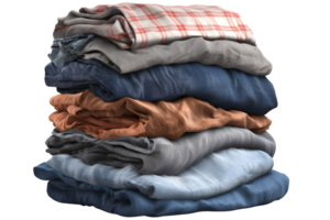 stack van kleding gevouwen geïsoleerd Aan transparant achtergrond. generatief ai. png