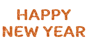 oranje schitteren tekst gelukkig nieuw jaar.gelukkig nieuw jaar. ontwerp voor decoreren, achtergrond, behang, illustratie. png