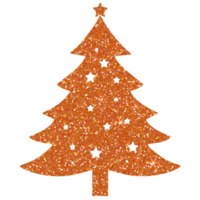 Orange christmas tree glitter on transparent background. Christmas icon. png