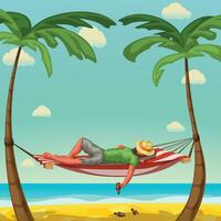 man sleep in hammock vector