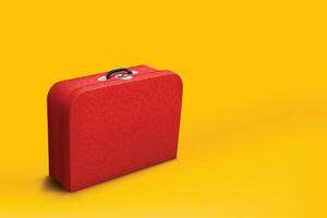 red suitcase on yellow vector