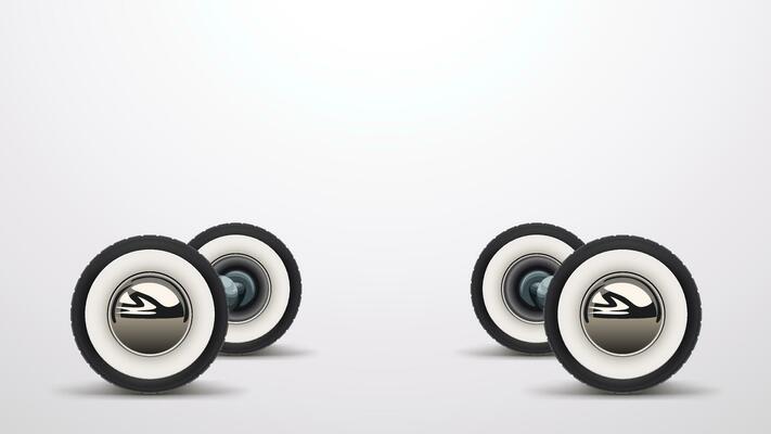 retro car wheels with shadows