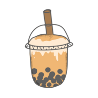 Bubble milk tea in the cup. png