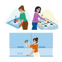 clean cleaning kitchen vector