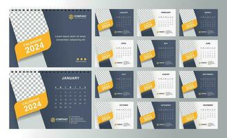 Desk Calendar 2024 template. Editable calendar design vector