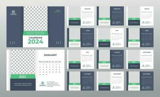 Desk Calendar 2024 template. Professional corporate calendar design. A5 Size vector