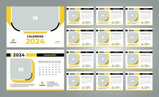 Desk Calendar 2024 template. Professional corporate calendar design. A5 Size vector