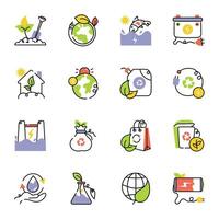 Pack of Sustainable Energy Hand Drawn Icons vector